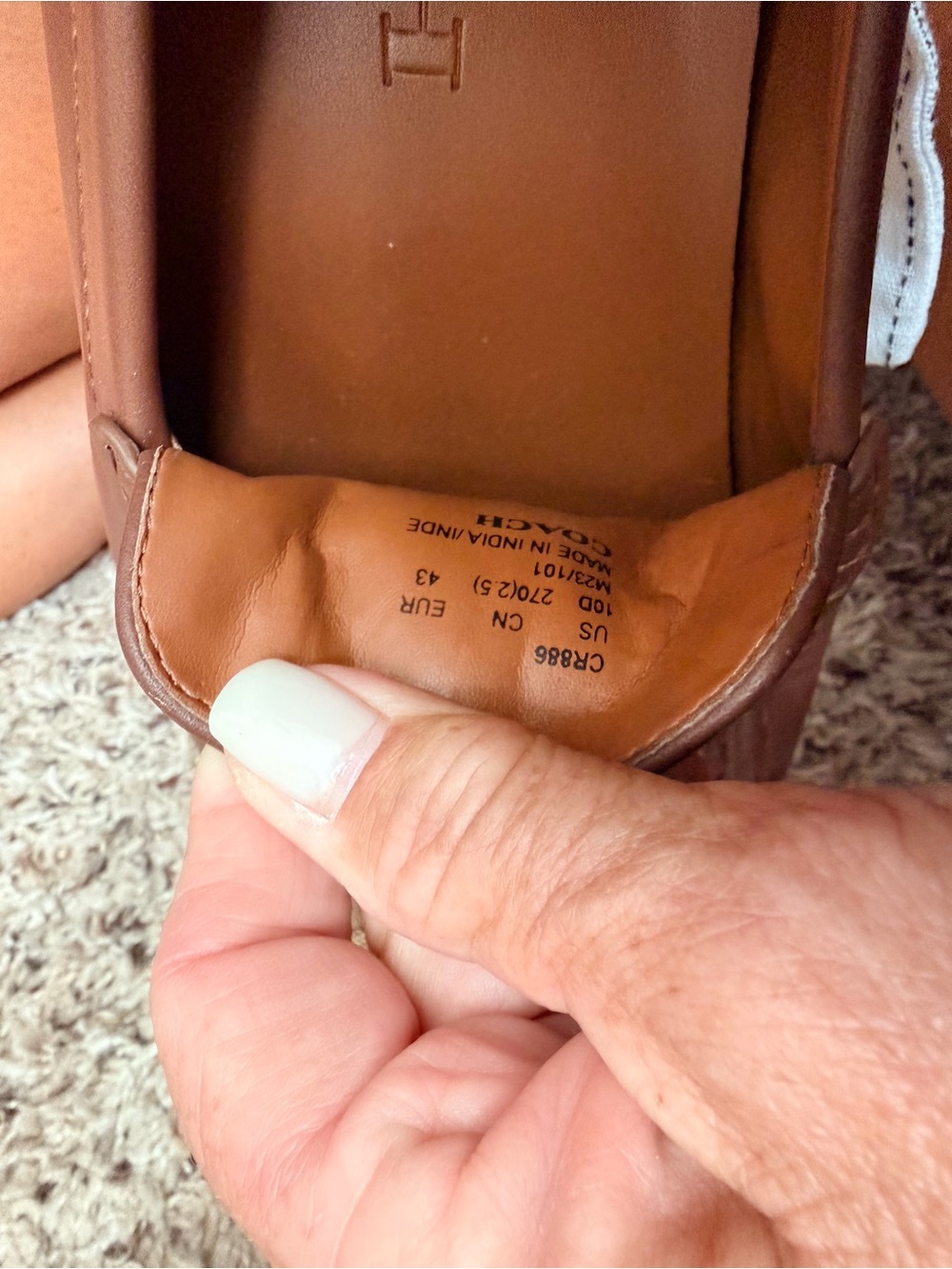 Coach Men’s signature Jacquard Brown Canvas Penny Loafers/Driving Shoes Sz 10D - Picture 6 of 6